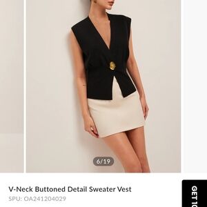 Black V-Neck Buttoned Sweater Vest
